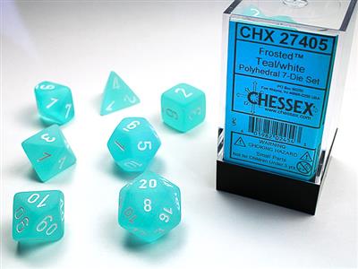 Frosted™ Polyhedral Teal/white 7-Die Set - Bộ xúc xắc 7 viên - Chessex