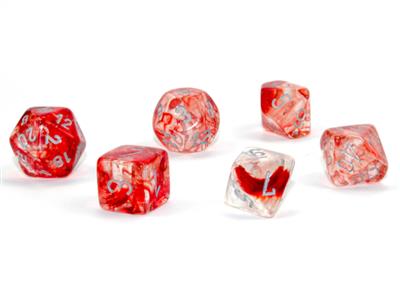 Nebula® Polyhedral Red/silver Luminary™ 7-Die Set - Bộ Xúc Xắc Đa Diện Cao Cấp - Chessex