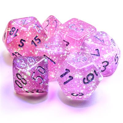 Borealis® Polyhedral Pink/silver Luminary™ 7-Die Set - Bộ Xúc Xắc 7 Viên Đa Diện - Chessex