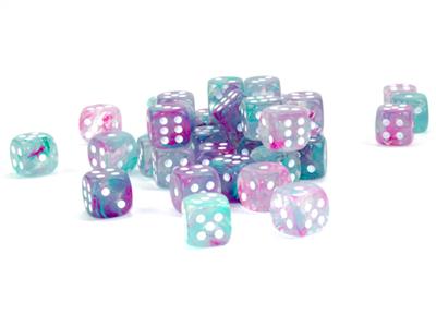 Nebula® 12mm d6 Wisteria/white Luminary™ Dice Block™ (36 dice) - Bộ 36 Viên Xúc Xắc Phát Sáng - Chessex