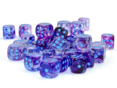 Nebula® 12mm d6 Nocturnal™/blue Luminary™ Dice Block™ (36 dice) - Bộ Xúc Xắc 6 Mặt Phát Sáng - Chessex