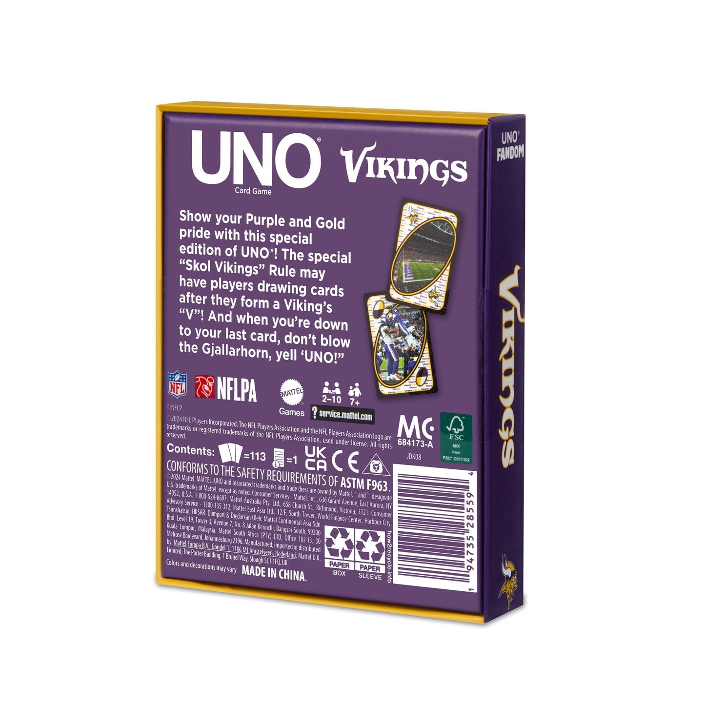 UNO Fandom NFL Minnesota Vikings Game Deck - Bài UNO Thẻ Bài Thể Thao NFL - Mattel Creations Mattel - Board Game
