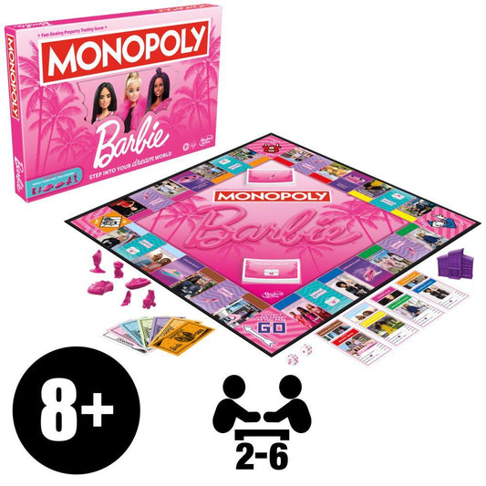 Cờ Tỷ Phú Monopoly: Phiên Bản Barbie - Trò Chơi Gia Đình (2-6 Người, 8+) Hasbro