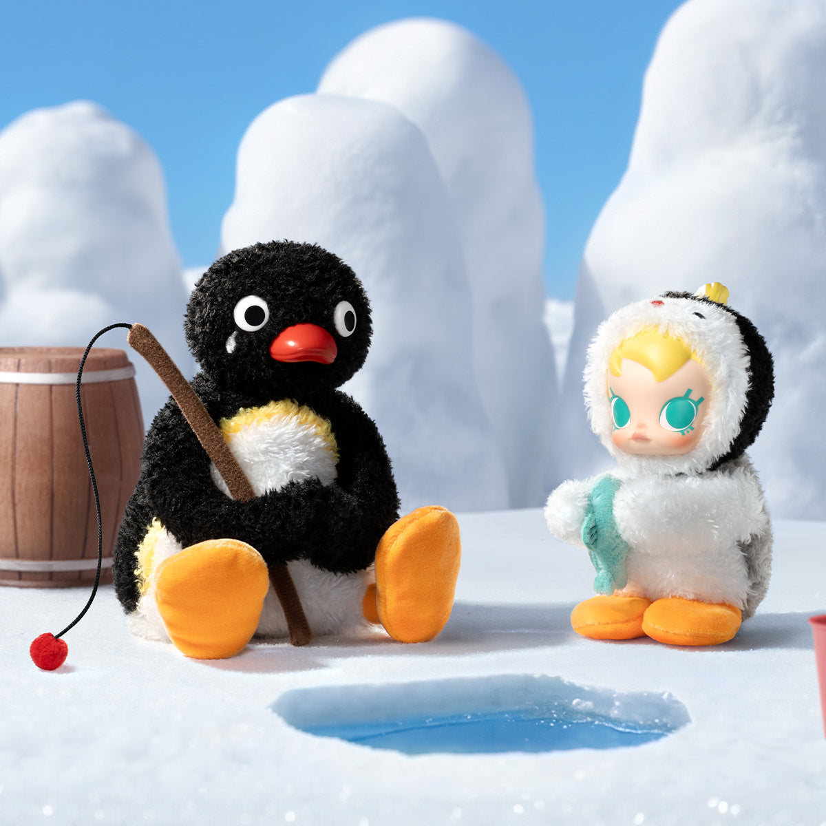 Baby Molly × Pingu Happy Fishing Series Keychain - Móc khóa Blind Box - POP MART