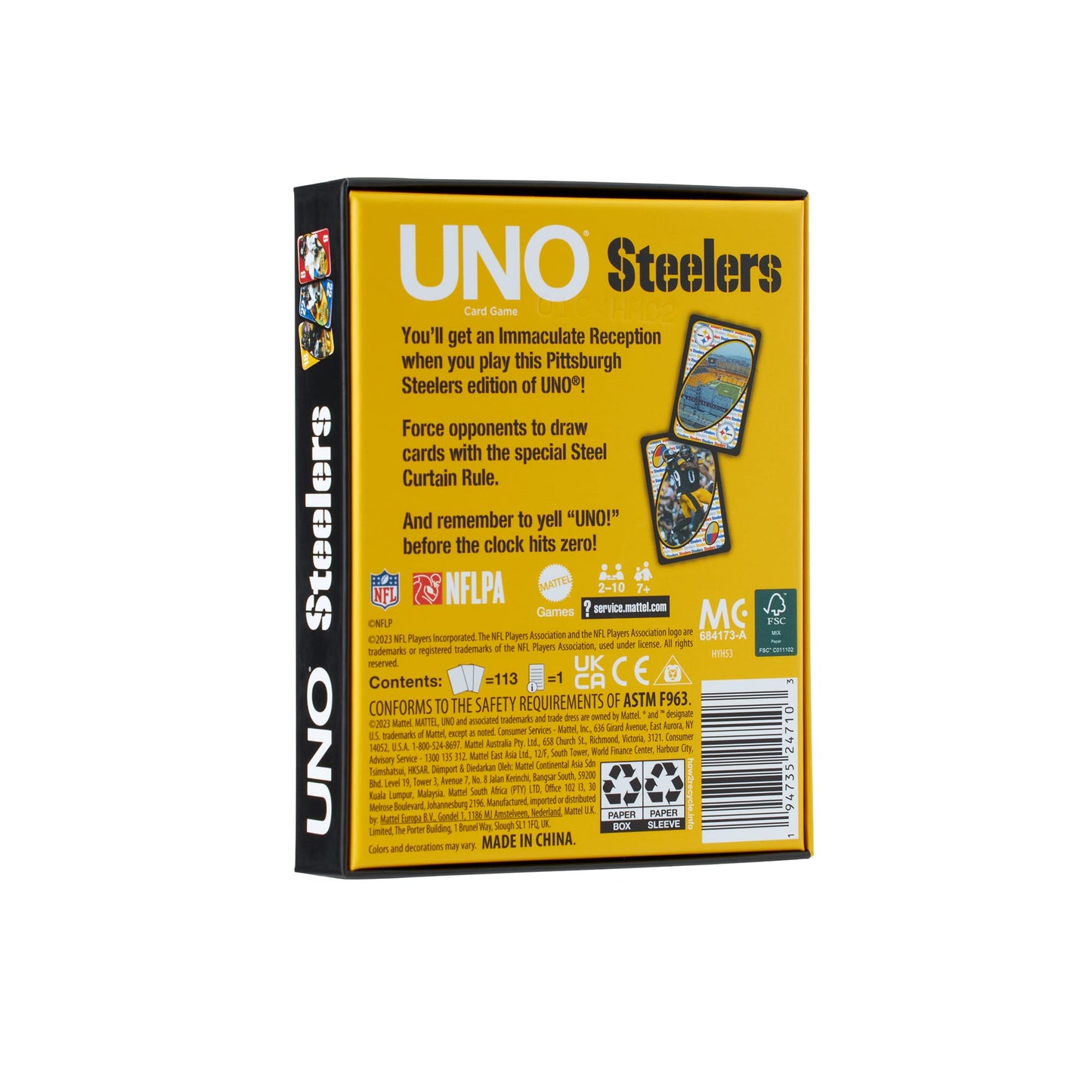UNO Fandom NFL Pittsburgh Steelers Game Deck - Bộ Bài Thẻ Bài Thể Thao Cao Cấp Mattel HYH53 Mattel - ảnh 3 - Board Game