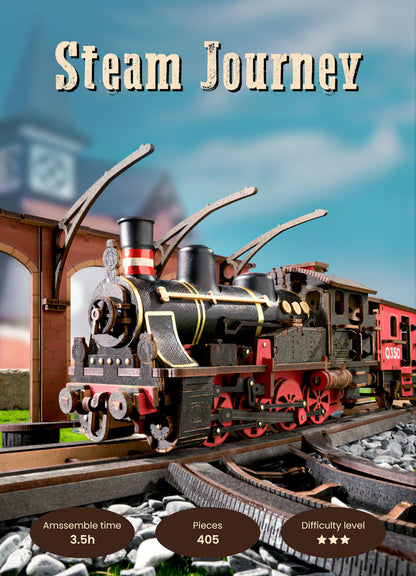 Rolife 3D Wooden Puzzle - Steam Journey TGS01 - Mô hình gỗ 3D đầu tàu hơi nước - Rolife