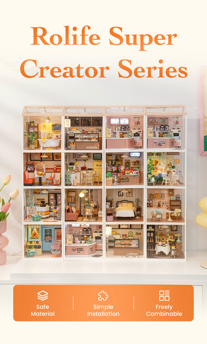 Rolife Super Creator Plastic Diy Mini House 9 in 1 Nine Grid - Mô hình nhà búp bê tí hon 9 trong 1 - Rolife