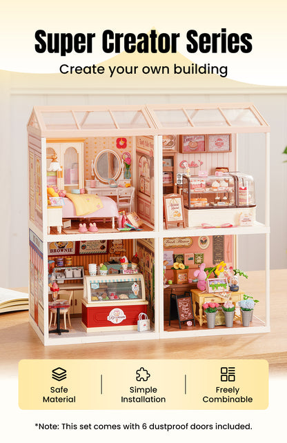 Rolife Super Creator 4-in-1 DIY House - Four Grid Display Layout - Mô hình nhà búp bê lắp ráp - Rolife