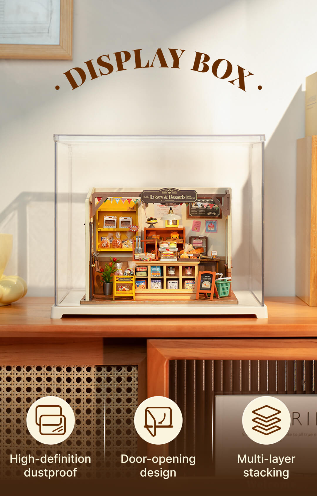 Rolife Miniature House Display Box DF03L - Hộp Trưng Bày Chống Bụi Cho Nhà Gỗ DIY - Rolife