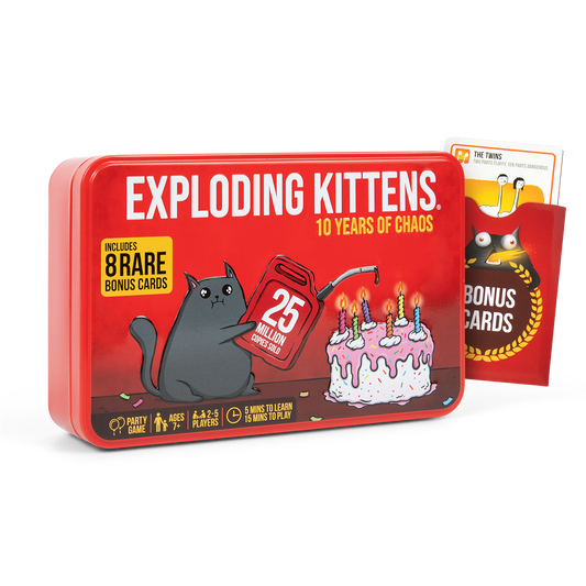 Exploding Kittens: Original Edition (10th Anniversary Tin Edition) - Trò chơi thẻ bài Mèo Nổ (Bản Kỷ Niệm 10 Năm) - Exploding Kittens