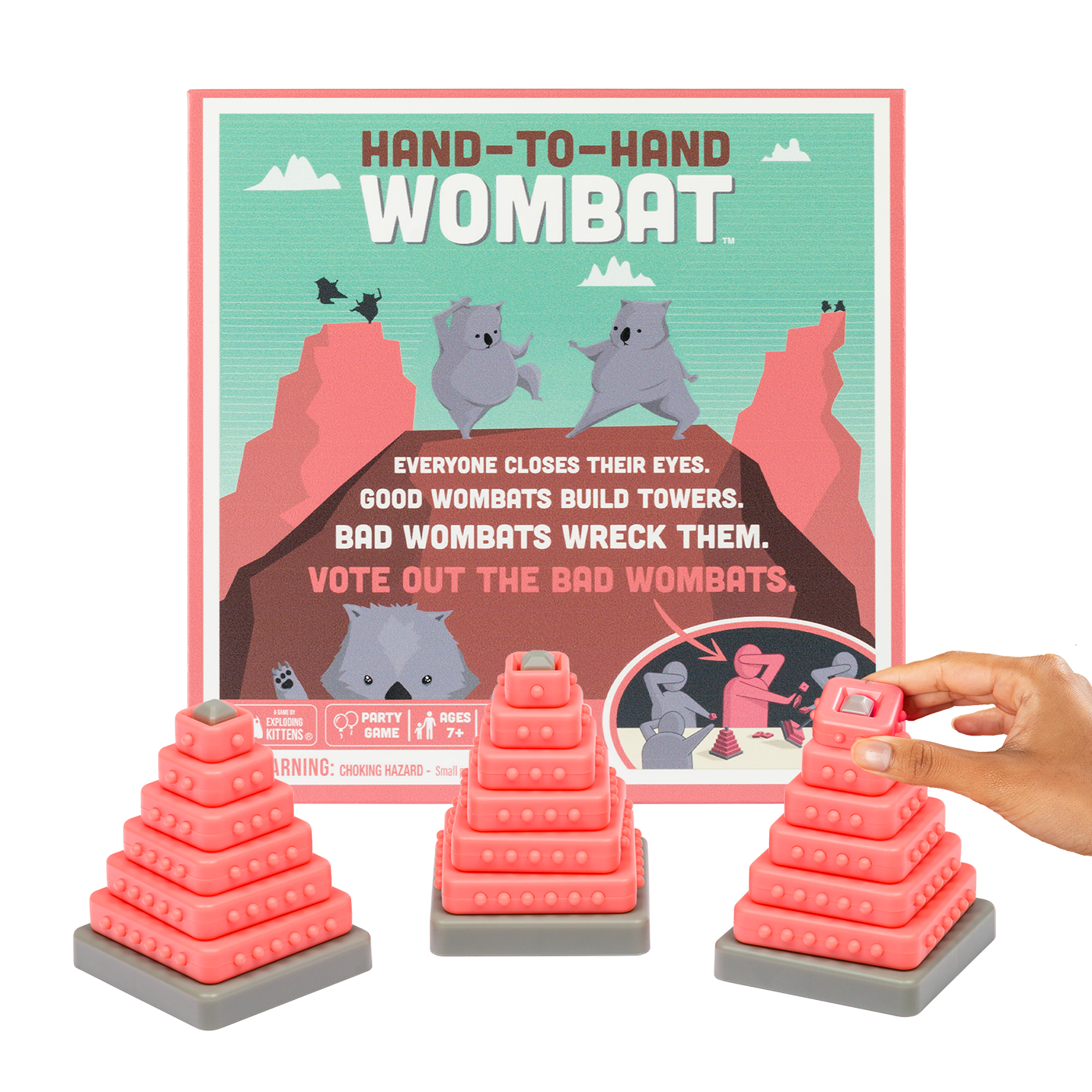 Hand-To-Hand Wombat - Board game tiệc tùng xây tháp bịt mắt - Exploding Kittens