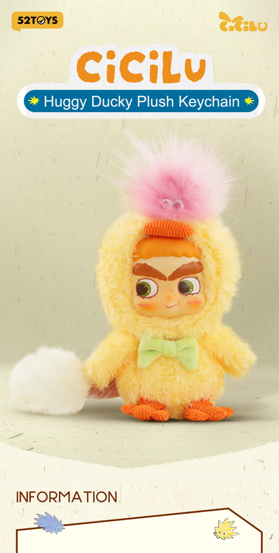 CICILU HUGGY DUCKY PLUSH KEYCHAIN - Móc khóa gấu bông Blind Box - 52TOYS