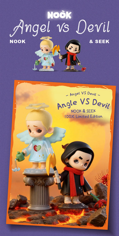 NOOK & SEEK – ANGEL VS DEVIL 100% LIMITED EDITION - Mô hình Art Toy - 52TOYS