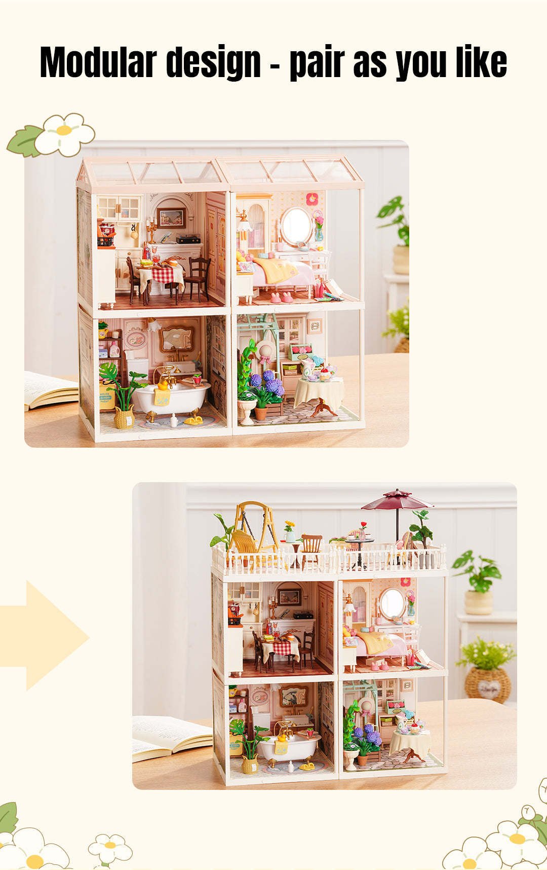 Rolife Super Creator 4-in-1 DIY House - Four Grid Display Layout - Mô hình nhà búp bê lắp ráp - Rolife