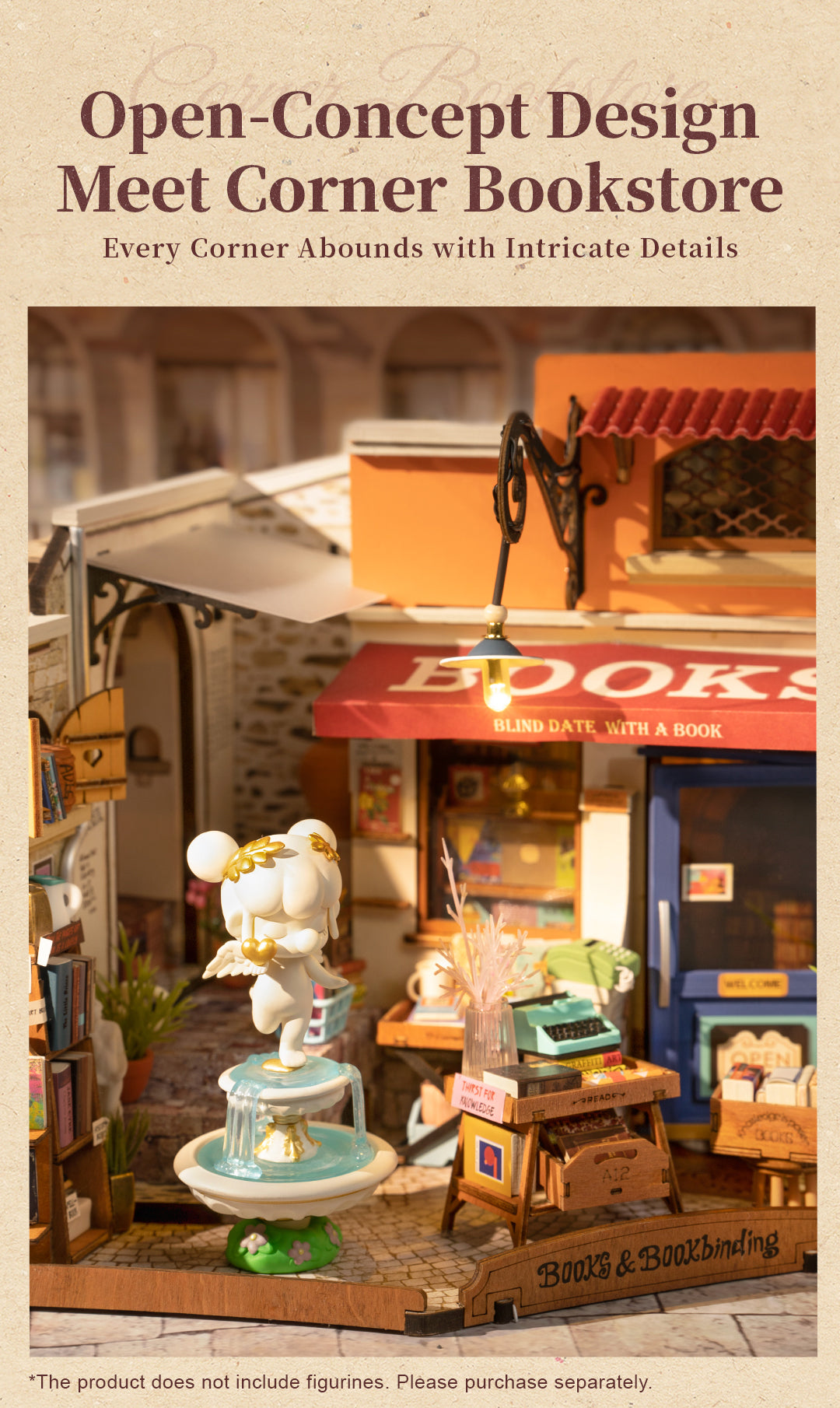 Rolife DIY Miniature House Kit - Corner Bookstore DG164 - Mô hình nhà gỗ tí hon - Rolife