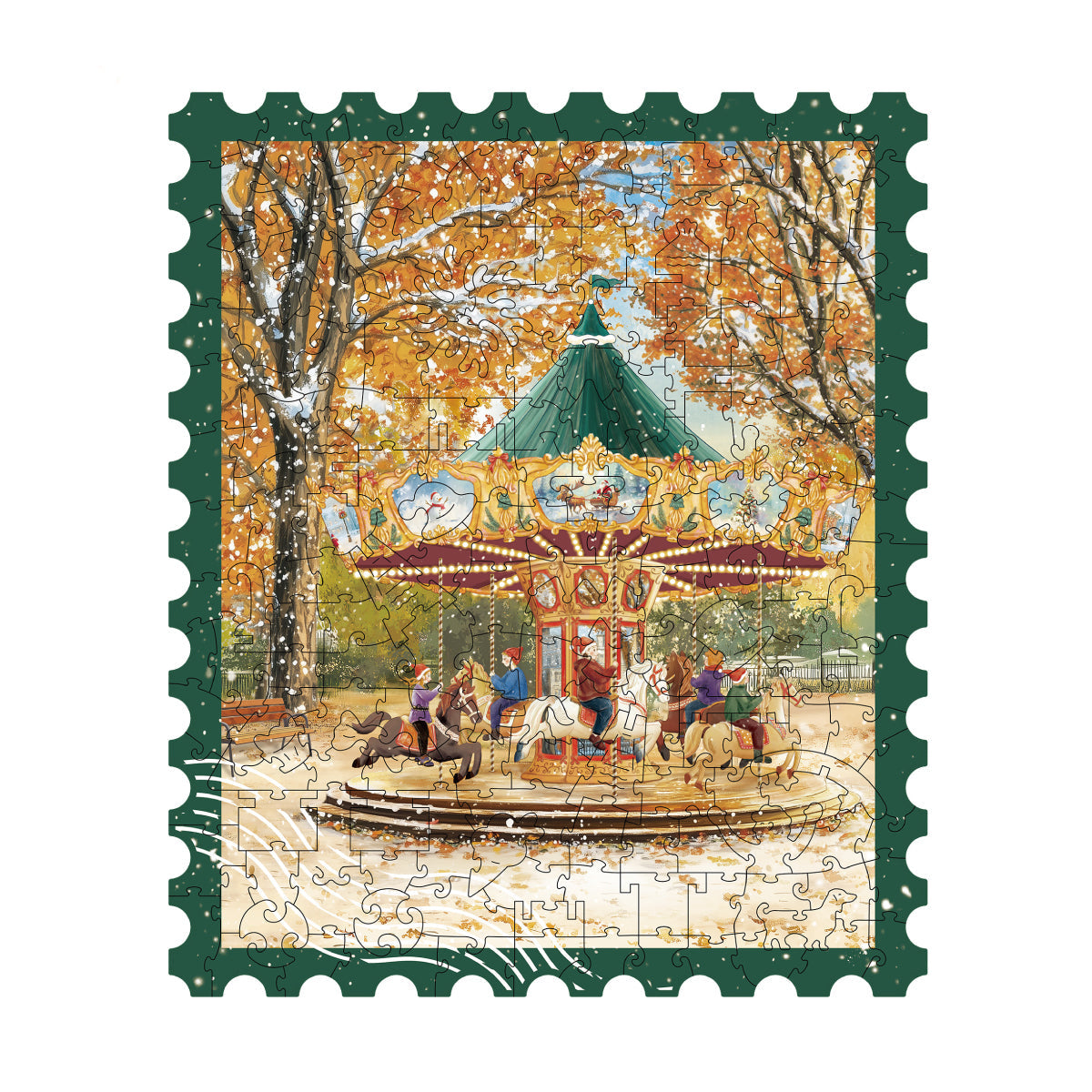 Rowood Golden Autumn Carousel Wooden Jigsaw Puzzle TA008 - Mô hình lắp ráp gỗ 3D Vòng quay ngựa gỗ - Rolife