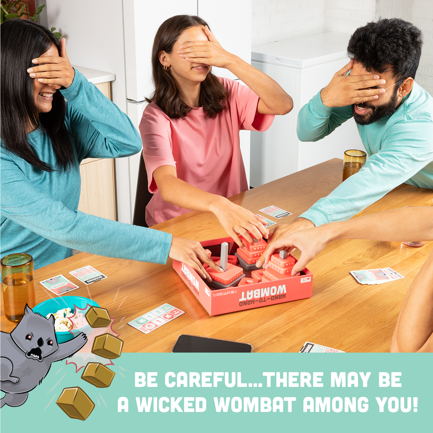 Hand-To-Hand Wombat - Board game tiệc tùng xây tháp bịt mắt - Exploding Kittens