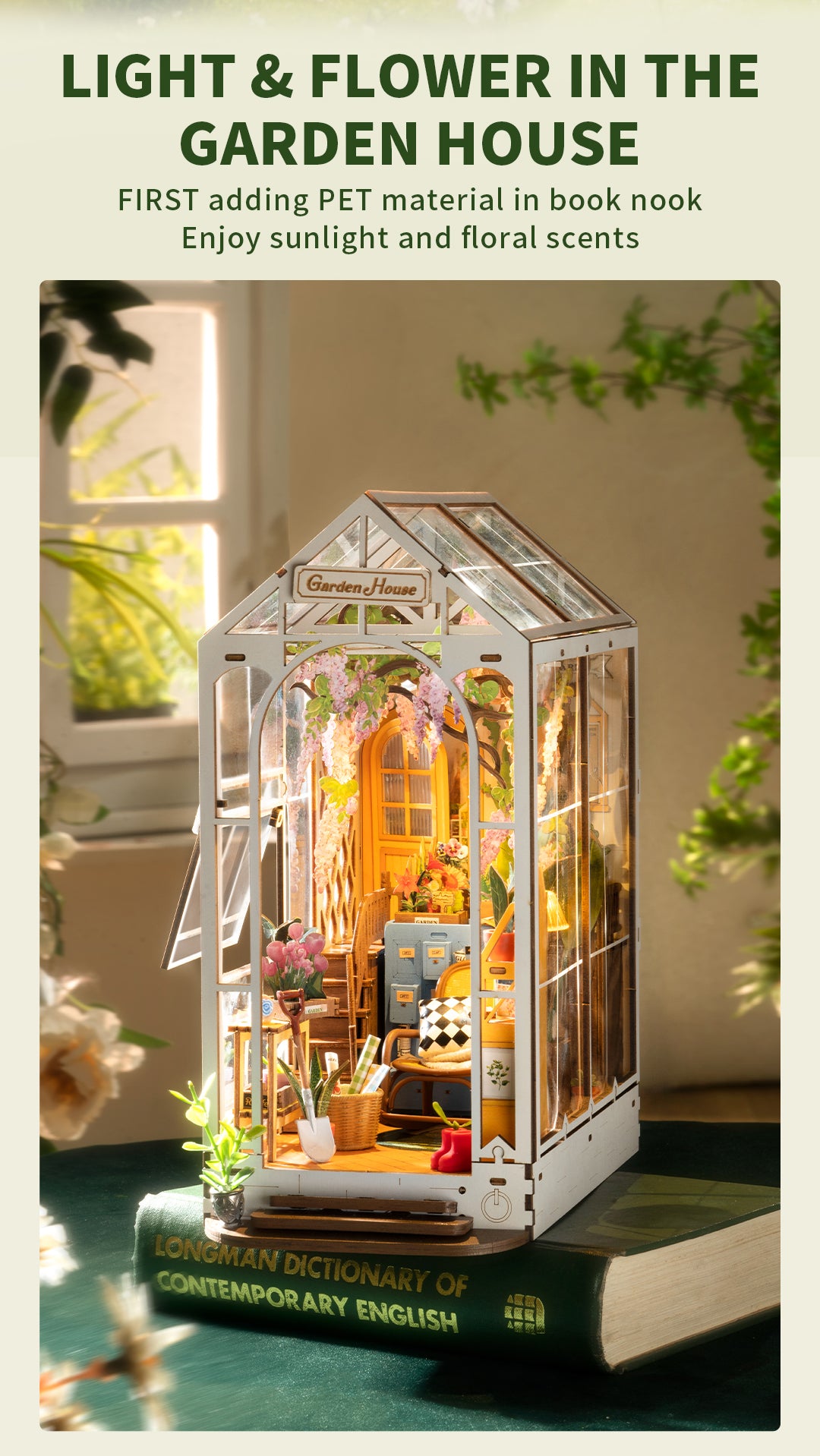 Rolife Book Nook Kit - Holiday Garden House TGB06 - Mô hình nhà gỗ DIY trang trí kệ sách - Rolife