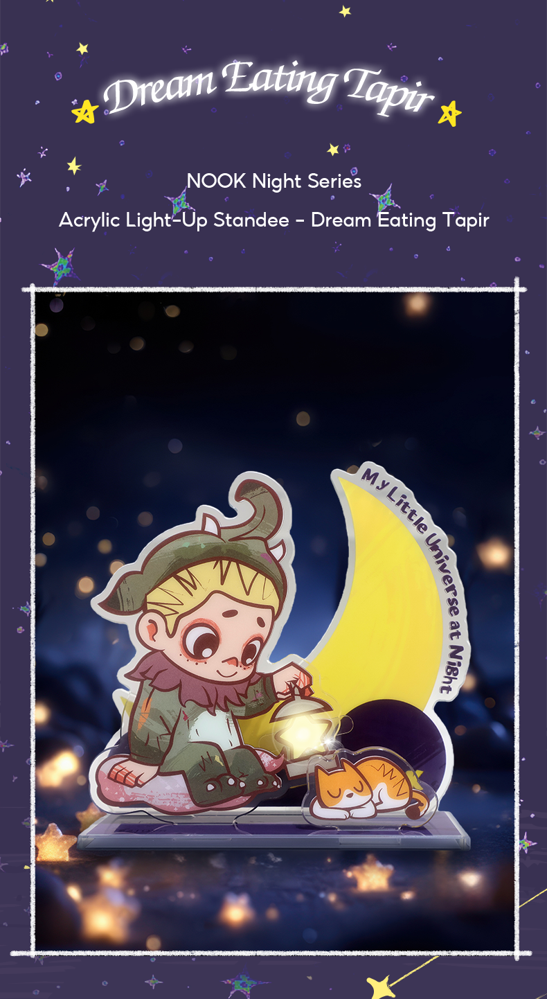 NOOK NIGHT SERIES ACRYLIC LIGHT-UP STANDEE - DREAM EATING TAPIR - Standee Acrylic Đèn LED Trang Trí - 52TOYS