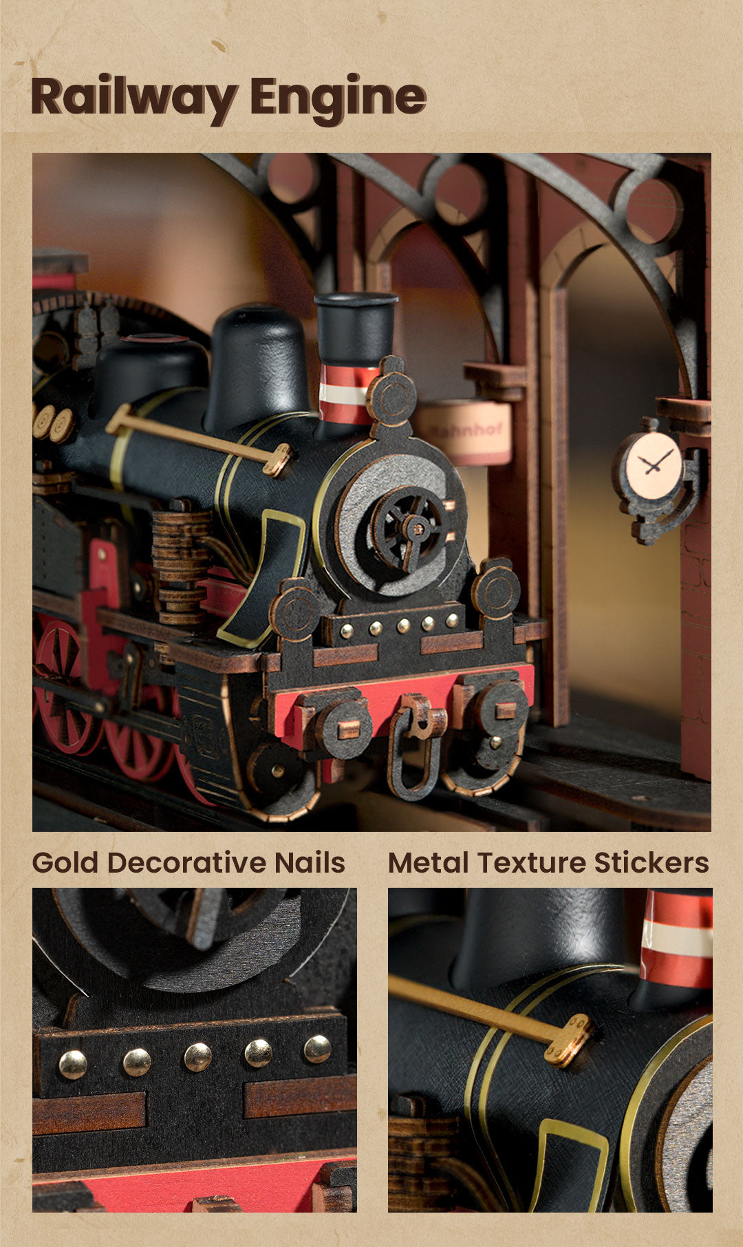 Rolife 3D Wooden Puzzle - Steam Journey TGS01 - Mô hình gỗ 3D đầu tàu hơi nước - Rolife