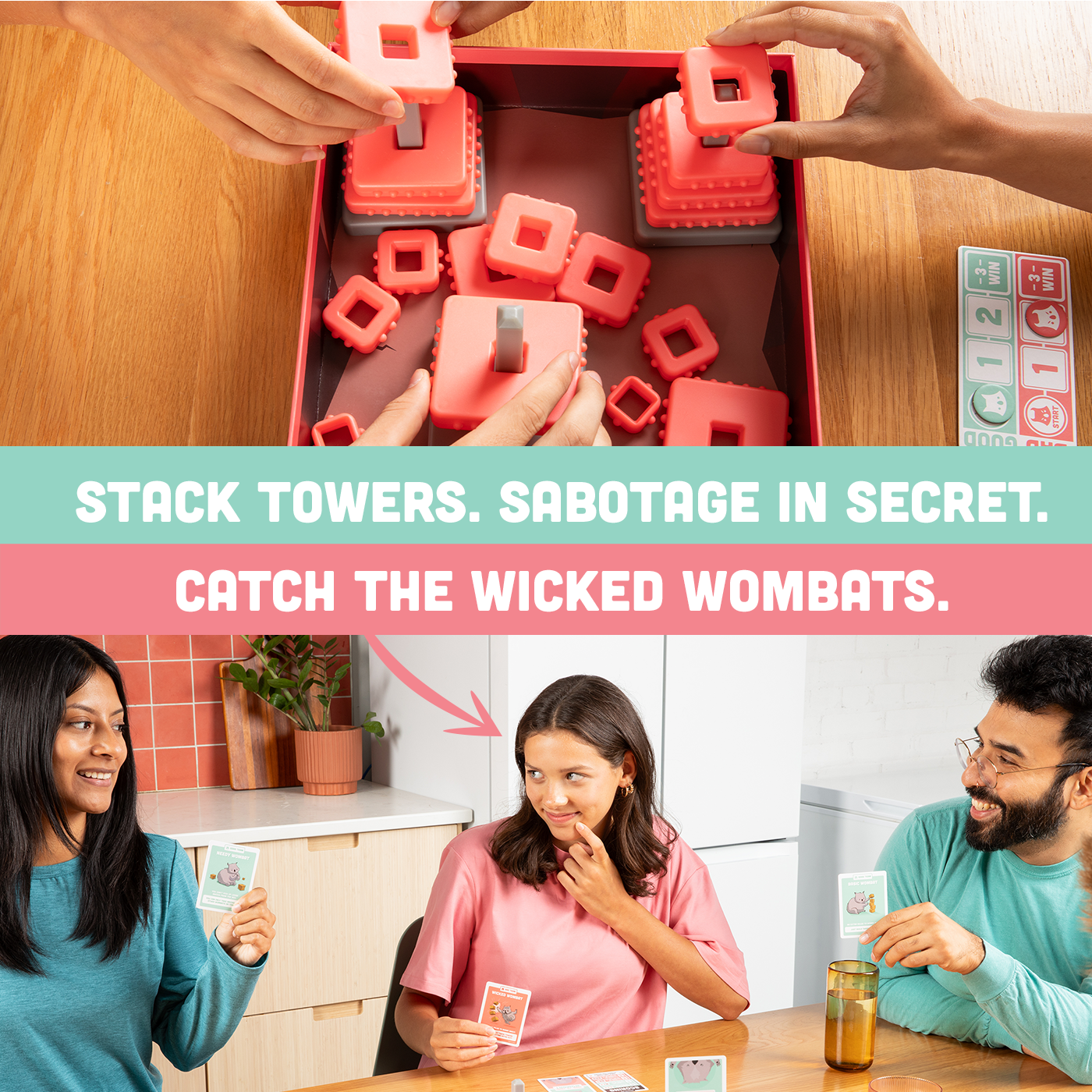 Hand-To-Hand Wombat - Board game tiệc tùng xây tháp bịt mắt - Exploding Kittens