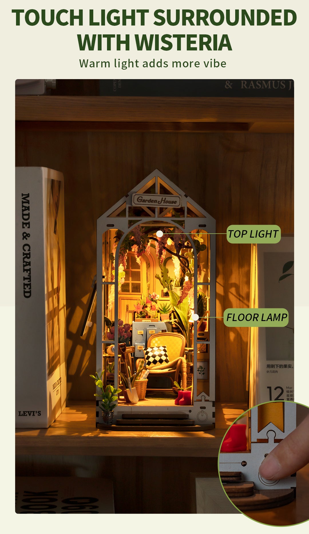 Rolife Book Nook Kit - Holiday Garden House TGB06 - Mô hình nhà gỗ DIY trang trí kệ sách - Rolife