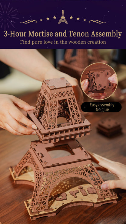 Rolife Night of the Eiffel Tower TGL01 - Mô hình gỗ 3D lắp ráp có đèn LED - Robotime Rolife