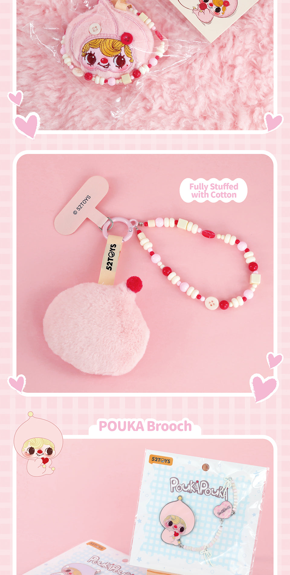 POUKA CHILDHOOD BUTTON PHONE CHARM - Móc treo điện thoại Art Toy Blind Box - 52TOYS