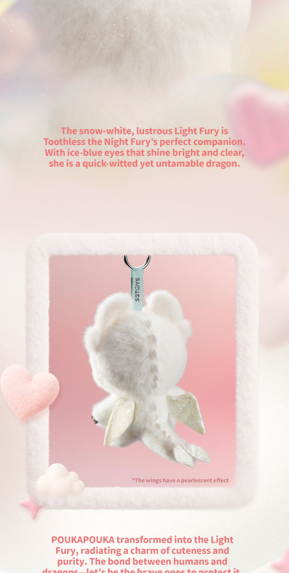 POUKAPOUKA x HOW TO TRAIN YOUR DRAGON - LIGHT FURY, VINYL PLUSH TOY - Thú nhồi bông Vinyl - 52TOYS