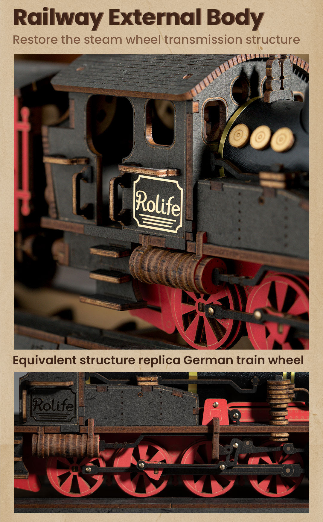 Rolife 3D Wooden Puzzle - Steam Journey TGS01 - Mô hình gỗ 3D đầu tàu hơi nước - Rolife