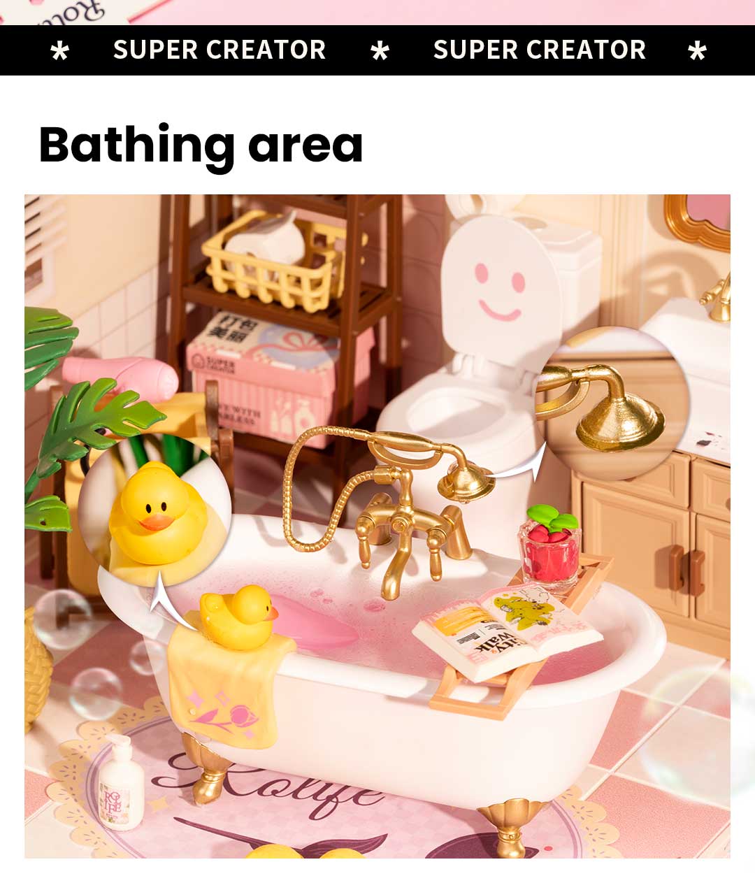 Rolife Pop Bubble Bathroom DW014B - Mô hình nhà tắm tí hon - Rolife