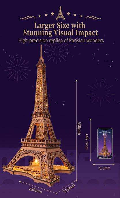 Rolife Night of the Eiffel Tower TGL01 - Mô hình gỗ 3D lắp ráp có đèn LED - Robotime Rolife