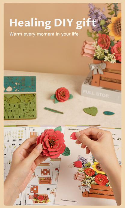 Rowood Wooden Bloom Box DIY 3D Puzzle TW02H - Mô hình lắp ráp gỗ 3D chậu hoa - Robotime Rolife
