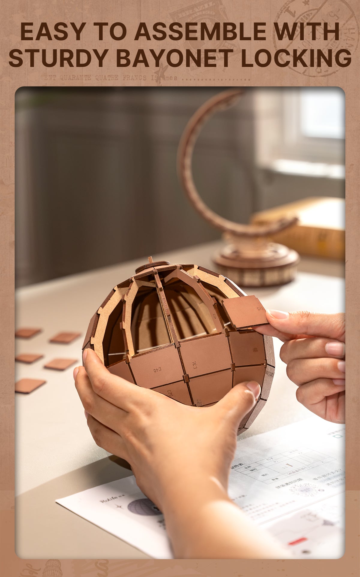 Rolife 3D Wooden Puzzle - Global Wonders TGM01 - Mô hình lắp ráp gỗ 3D Quả địa cầu - Rolife