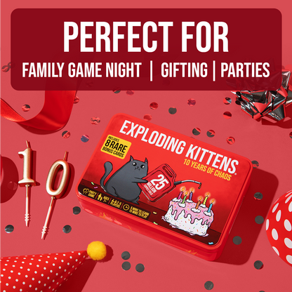 Exploding Kittens: Original Edition (10th Anniversary Tin Edition) - Trò chơi thẻ bài Mèo Nổ (Bản Kỷ Niệm 10 Năm) - Exploding Kittens