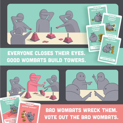 Hand-To-Hand Wombat - Board game tiệc tùng xây tháp bịt mắt - Exploding Kittens