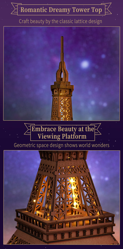 Rolife Night of the Eiffel Tower TGL01 - Mô hình gỗ 3D lắp ráp có đèn LED - Robotime Rolife