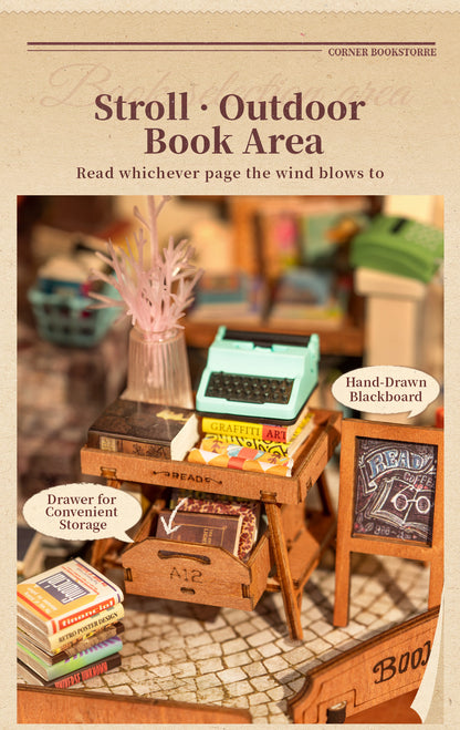 Rolife DIY Miniature House Kit - Corner Bookstore DG164 - Mô hình nhà gỗ tí hon - Rolife