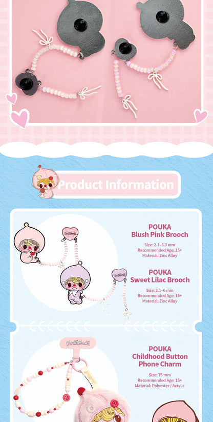 POUKA CHILDHOOD BUTTON PHONE CHARM - Móc treo điện thoại Art Toy Blind Box - 52TOYS