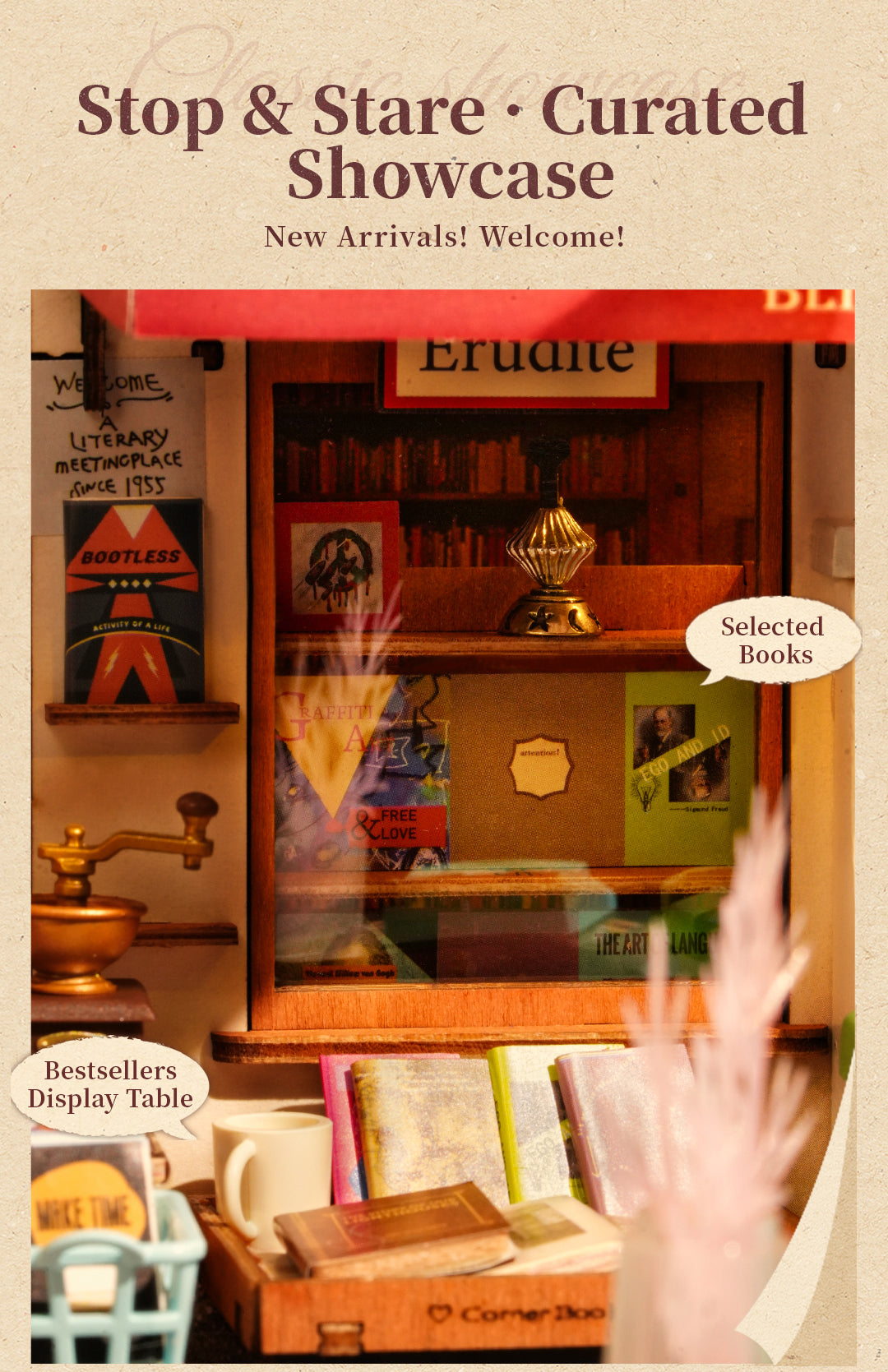 Rolife DIY Miniature House Kit - Corner Bookstore DG164 - Mô hình nhà gỗ tí hon - Rolife