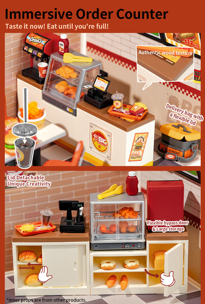 Rolife Yum Yum Burgers DW010 - Nhà mô hình nhựa lắp ráp mini - Rolife Super Creator