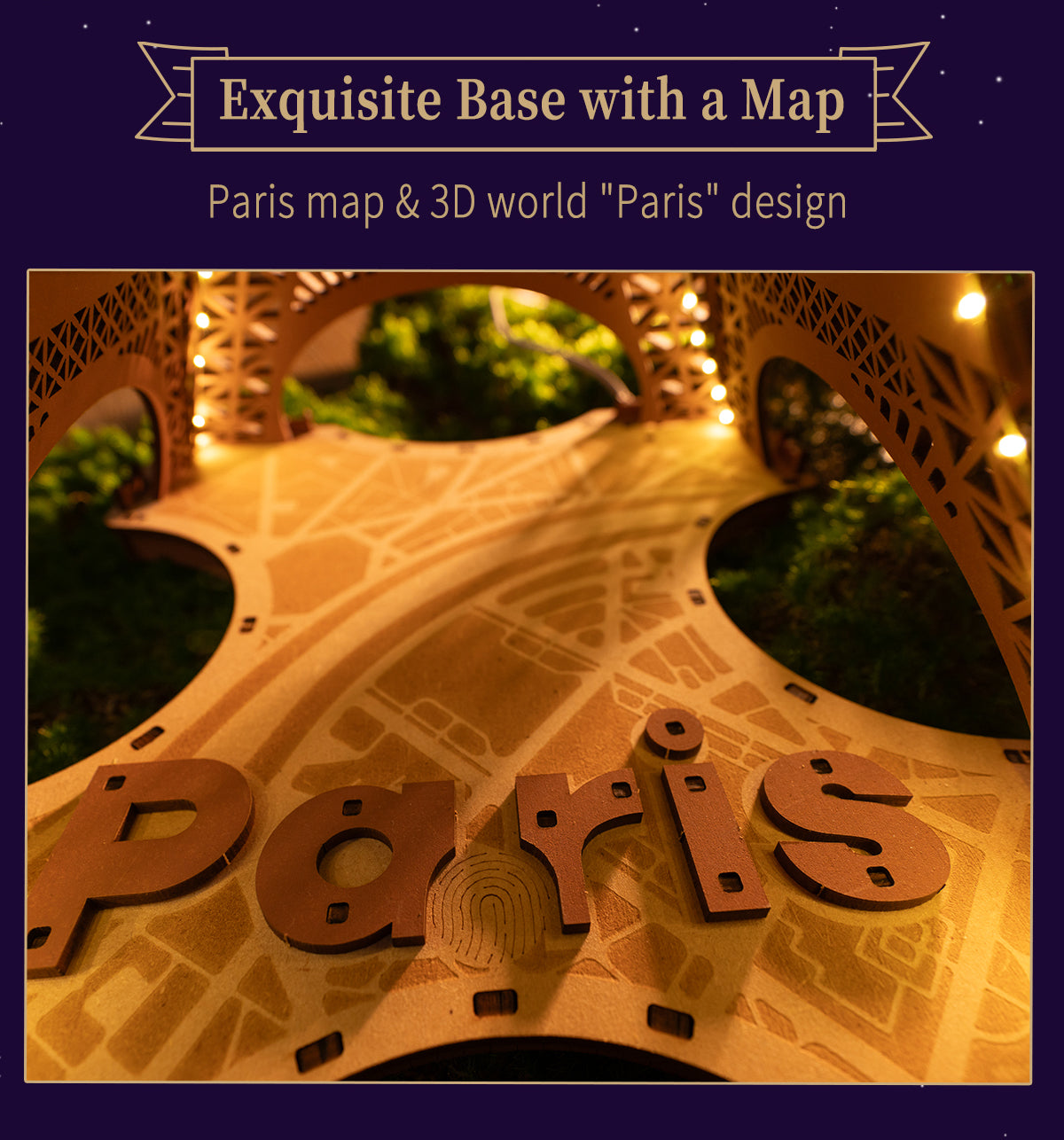 Rolife Night of the Eiffel Tower TGL01 - Mô hình gỗ 3D lắp ráp có đèn LED - Robotime Rolife