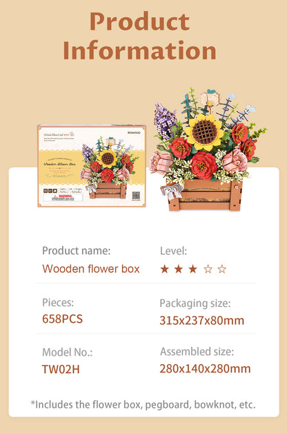 Rowood Wooden Bloom Box DIY 3D Puzzle TW02H - Mô hình lắp ráp gỗ 3D chậu hoa - Robotime Rolife