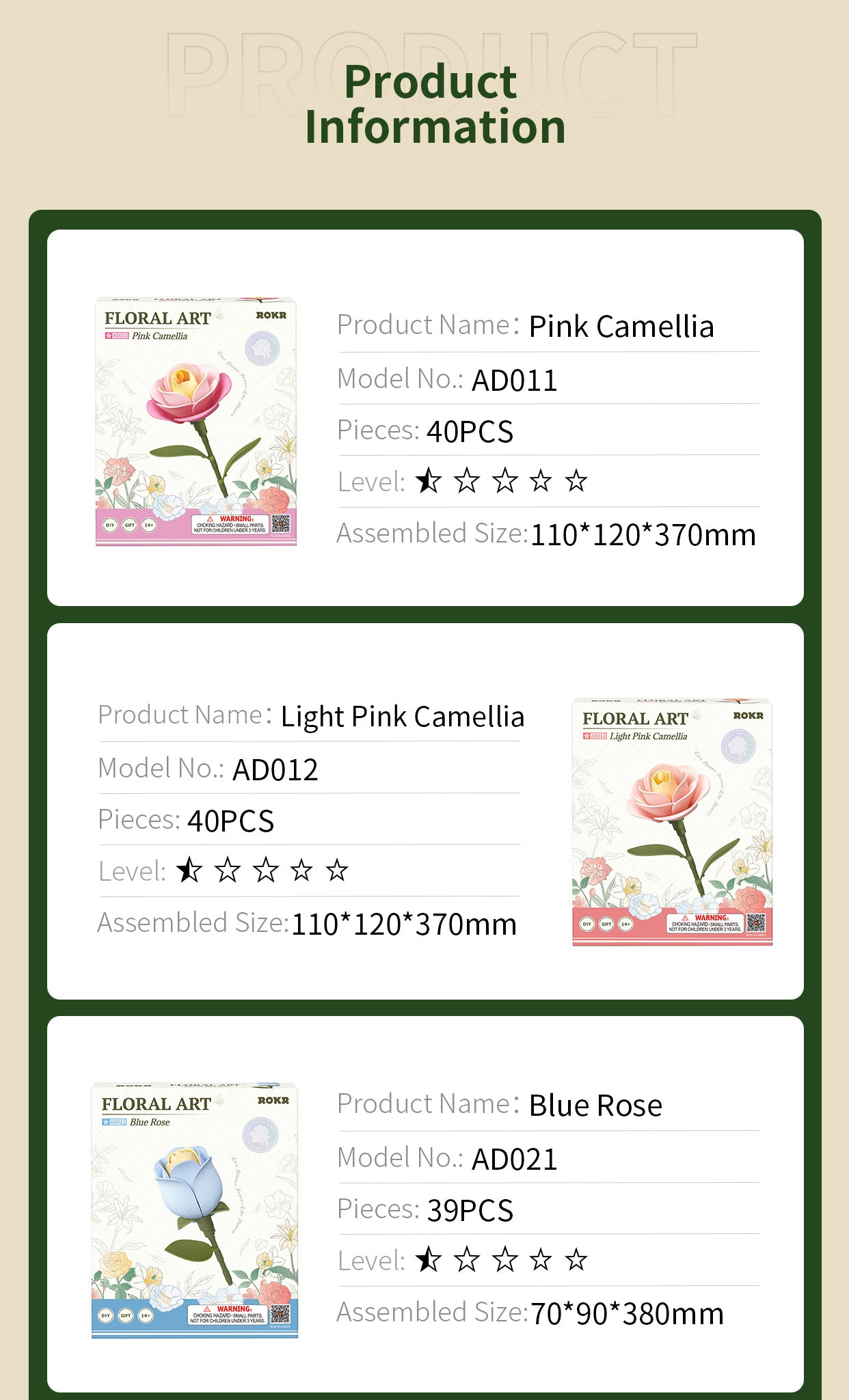 ROKR Single Flower Floral Art DIY 3D Puzzle - Mô Hình Lắp Ráp Gỗ 3D Hình Hoa - Rolife