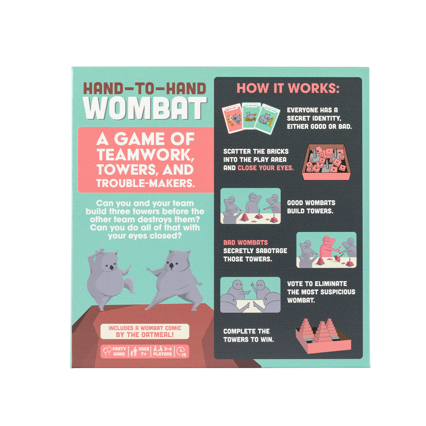 Hand-To-Hand Wombat - Board game tiệc tùng xây tháp bịt mắt - Exploding Kittens