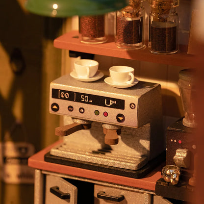 Rolife Flavory Cafe DIY Miniature House Kit DG162 - Mô hình nhà gỗ DIY quán cà phê cổ điển - Rolife