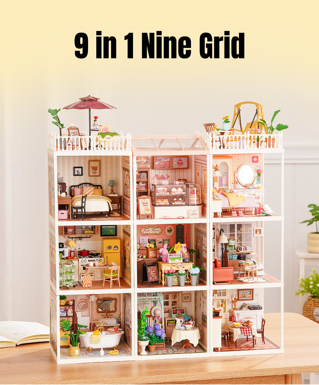 Rolife Super Creator 4-in-1 DIY House - Four Grid Display Layout - Mô hình nhà búp bê lắp ráp - Rolife