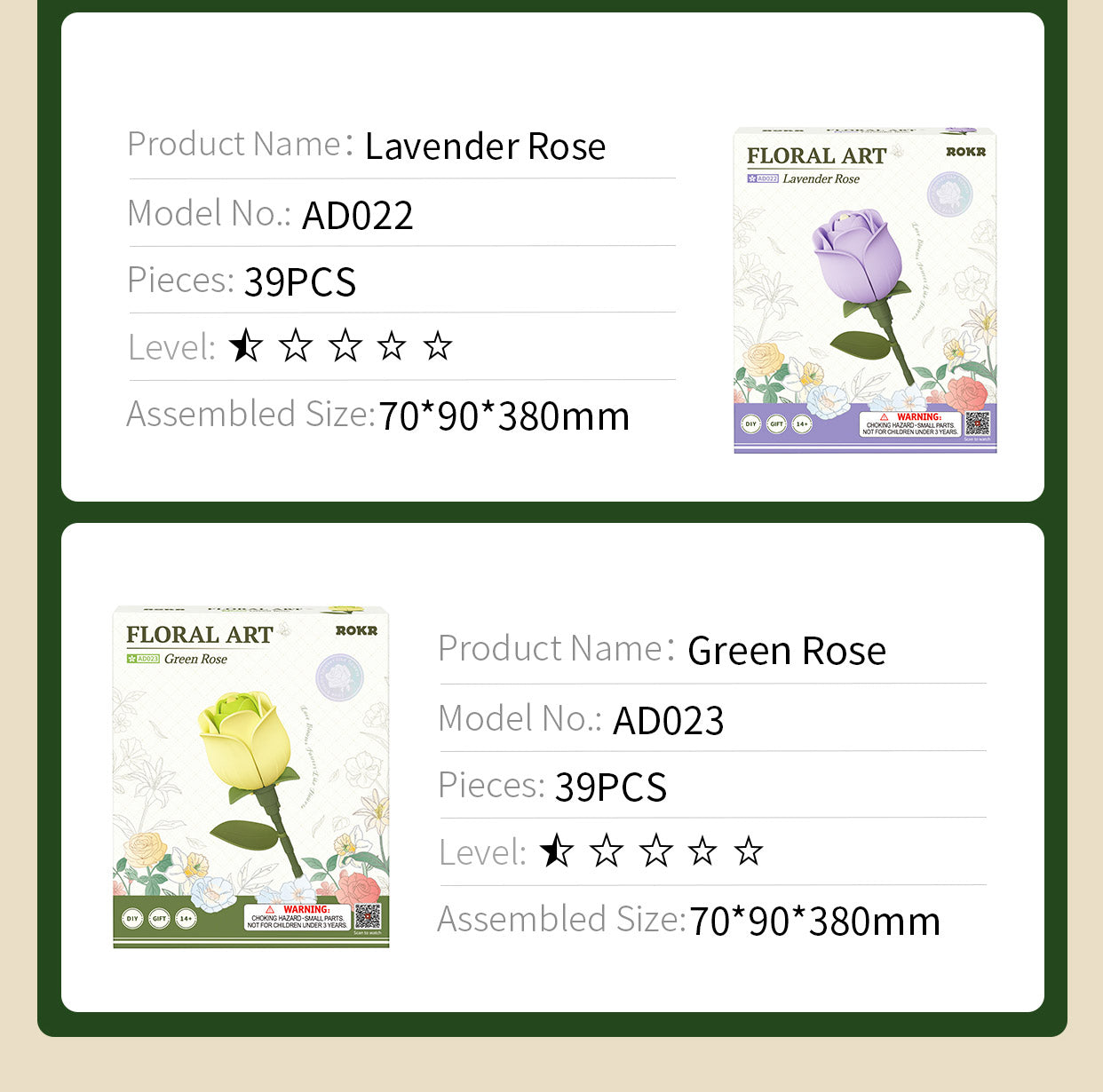 ROKR Single Flower Floral Art DIY 3D Puzzle - Mô Hình Lắp Ráp Gỗ 3D Hình Hoa - Rolife