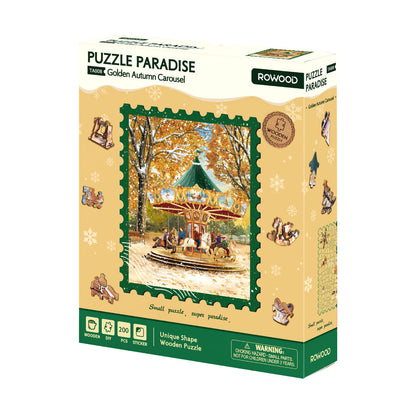 Rowood Golden Autumn Carousel Wooden Jigsaw Puzzle TA008 - Mô hình lắp ráp gỗ 3D Vòng quay ngựa gỗ - Rolife