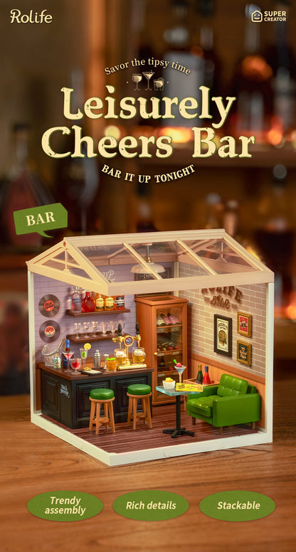 Rolife Super Creator Leisurely Cheers Bar Miniature House (DW012) - Mô hình quán bar nhựa lắp ráp - Rolife